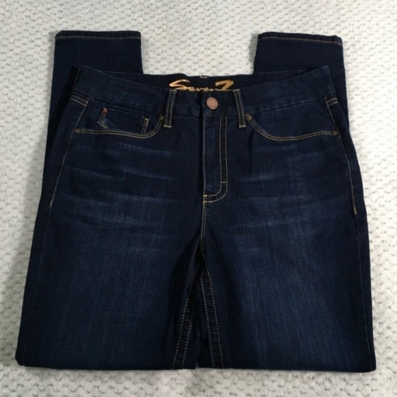 Seven7 Tummyless High Rise Skinny Jeans Women's 8 Dark Wash Everyday Basic EUC - Picture 2 of 8